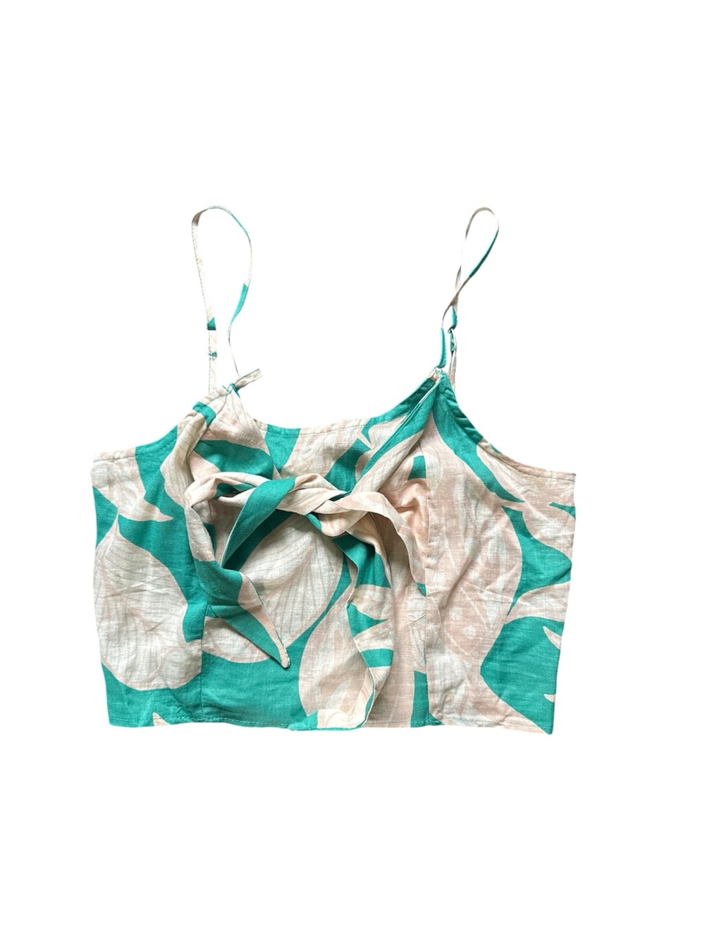 Rachel Zoe Teal & Cream Tie-Front Camisole